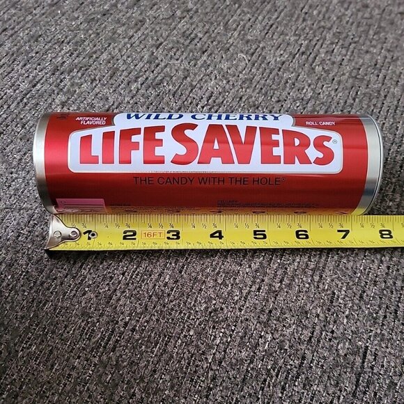 Vtg Wild Cherry Lifesavers Tin Bank Secret Hide A Way Decoration 7"x 2" - Picture 2 of 7